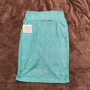Cassie Pencil skirt - Aqua with Silver